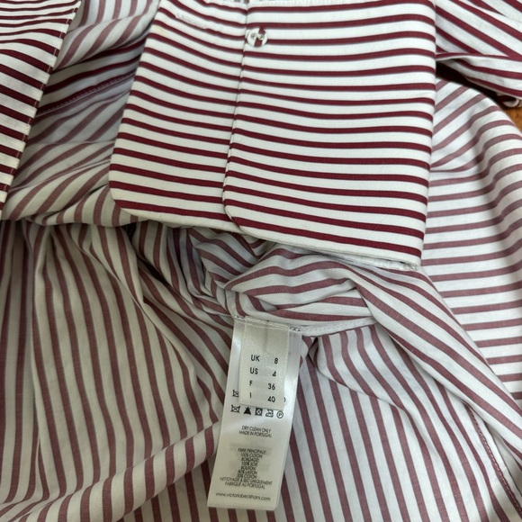 Victoria Victoria Beckham White/Red Striped Cotton Off-Shoulder Blouse Size M - Picture 8 of 10